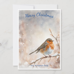 Wild Robin Wonder: Personalisierter Watercolor Was Feiertagskarte