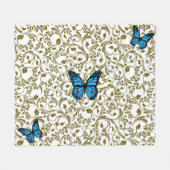 Wild Romantic Field Blue butterflies Fleecedecke (Vorderseite (Horizontal))