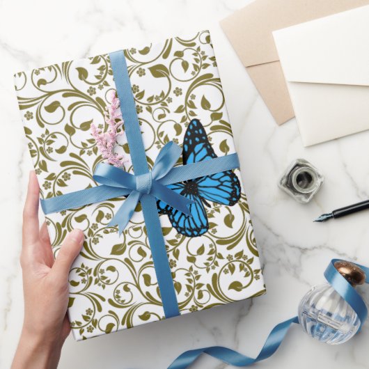 Wild Romantic Field Blue butterflies Geschenkpapier (Schenken)