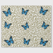 Wild Romantic Field Blue butterflies Geschenkpapier (Flach)