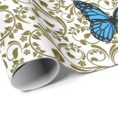 Wild Romantic Field Blue butterflies Geschenkpapier (Rolleneckpunkt)