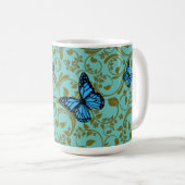 Wild Romantic Field Blue butterflies Kaffeetasse (VorderseiteRechts)