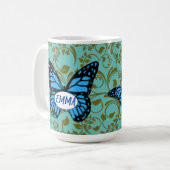 Wild Romantic Field Blue butterflies Kaffeetasse (Vorderseite Links)