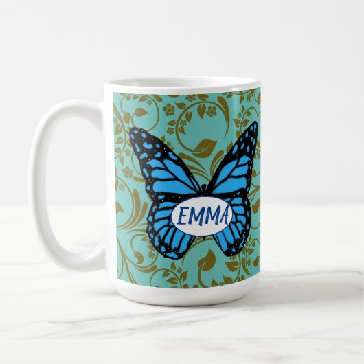 Wild Romantic Field Blue butterflies Kaffeetasse (Links)