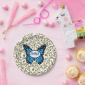 Wild Romantic Field Blue butterflies Pappteller (Party)