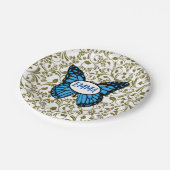 Wild Romantic Field Blue butterflies Pappteller (Schrägansicht)