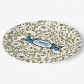 Wild Romantic Field Blue butterflies Pappteller (Schrägansicht)