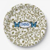 Wild Romantic Field Blue butterflies Pappteller (Vorderseite)