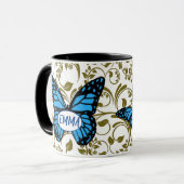 Wild Romantic Field Blue butterflies Tasse (Vorderseite Links)