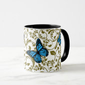 Wild Romantic Field Blue butterflies Tasse (VorderseiteRechts)