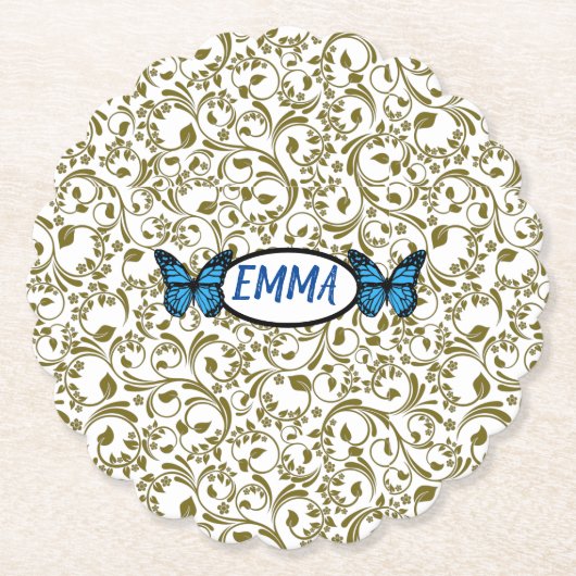 Wild Romantic Field Blue butterflies Untersetzer (Vorderseite)