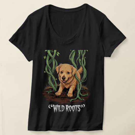 Wild Roots – Spooky Golden Retriever Garden Design T-Shirt (Ablage )