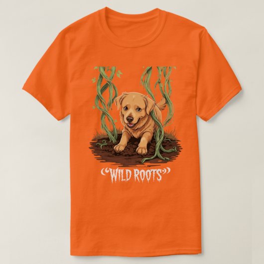 Wild Roots – Spooky Golden Retriever Garden Design T-Shirt (Design vorne)