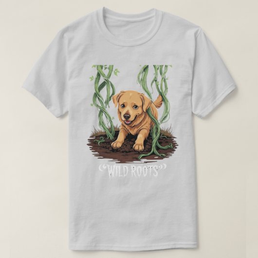 Wild Roots – Spooky Golden Retriever Garden Design T-Shirt (Design vorne)