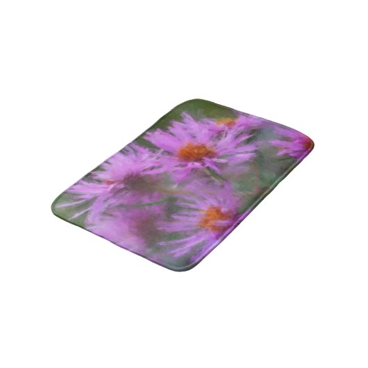 Wild rosa Asters Blume Art Badematte (Schrägansicht)