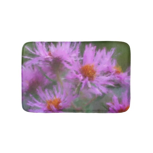 Wild rosa Asters Blume Art Badematte (Vorderseite)