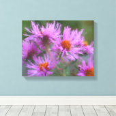 Wild rosa Asters Blume Art Leinwanddruck (Insitu (Holzboden))