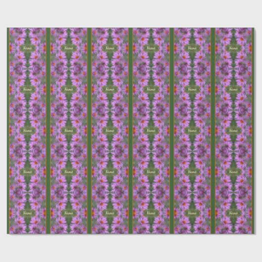 Wild rosa Asters Blume Personalisiert Geschenkpapier (Flach)