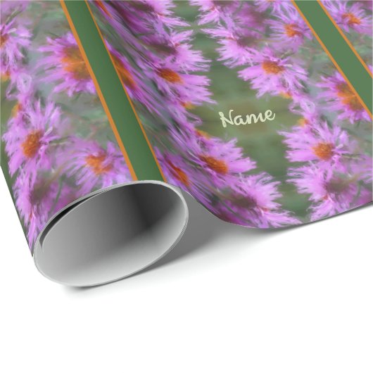 Wild rosa Asters Blume Personalisiert Geschenkpapier (Rolleneckpunkt)