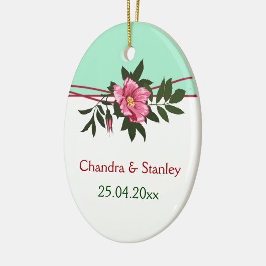 Wild-rosa-blühende Hochzeit Minze grüne Sake Keramik Ornament (Links)