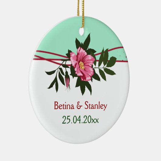 Wild-rosa-blühende Hochzeit Minze grüne Sake Keramik Ornament (Rechts)