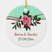 Wild-rosa-blühende Hochzeit Minze grüne Sake Keramik Ornament (Vorne)