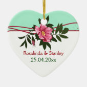 Wild-rosa-blühende Hochzeit Minze grüne Sake Keramikornament (Vorne)