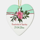 Wild-rosa-blühende Hochzeit Minze grüne Sake Keramikornament (Links)