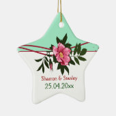 Wild-rosa-blühende Hochzeit Minze grüne Sake Keramikornament (Rechts)