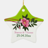 Wild-rosa-blühende Hochzeit Minze grüne Sake Keramikornament (Vorne)