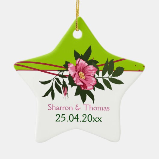 Wild-rosa-blühende Hochzeit Minze grüne Sake Keramikornament (Vorne)