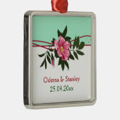 Wild-rosa-blühende Hochzeit Minze grüne Sake Ornament Aus Metall (Rechts)