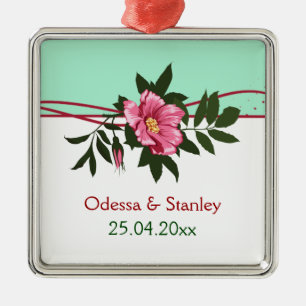 Wild-rosa-blühende Hochzeit Minze grüne Sake Ornament Aus Metall