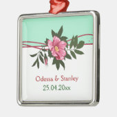 Wild-rosa-blühende Hochzeit Minze grüne Sake Ornament Aus Metall (Links)