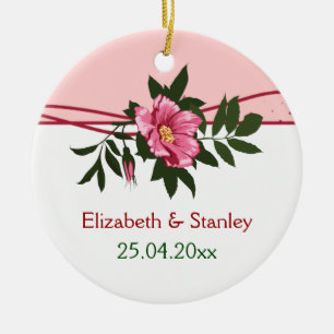 Wild-rosa-blühende Hochzeit Sake-Ornament Keramik Ornament