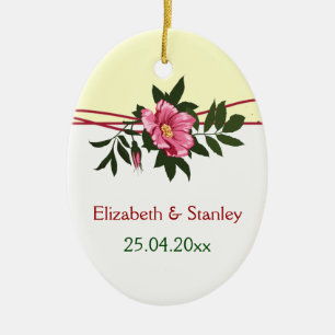 Wild-rosa-blühende Hochzeit Sake-Ornament Keramik Ornament