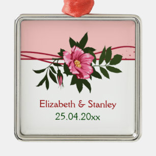 Wild-rosa-blühende Hochzeit Sake-Ornament Ornament Aus Metall