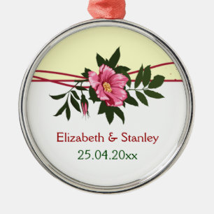 Wild-rosa-blühende Hochzeit Sake-Ornament Silbernes Ornament