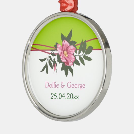 Wild rosa Blütenkalk Ornament Aus Metall (Links)