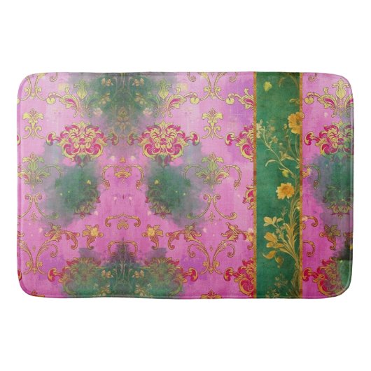 Wild rosa Grunge Damask - Badematte (Vorderseite)