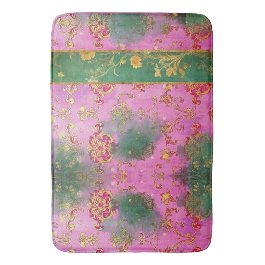 Wild rosa Grunge Damask - Badematte (Vorderseite Vertikal)