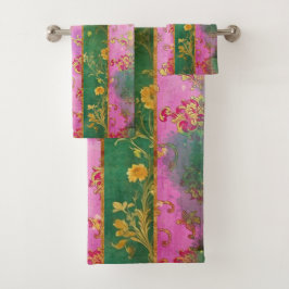 Wild rosa Grunge Damask - Badetuch Set