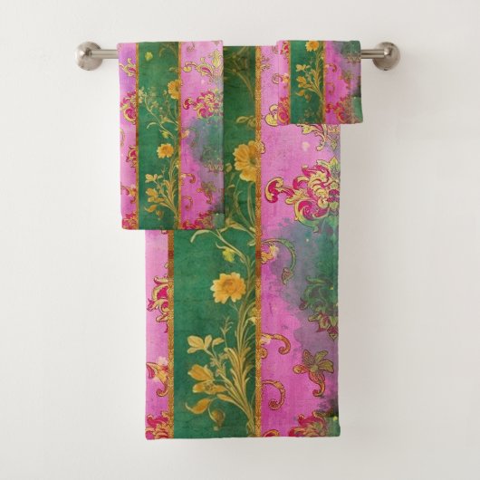 Wild rosa Grunge Damask - Badetuch Set (Insitu)
