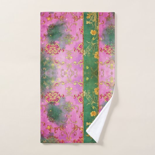 Wild rosa Grunge Damask - Badetuch Set (Handtuch)