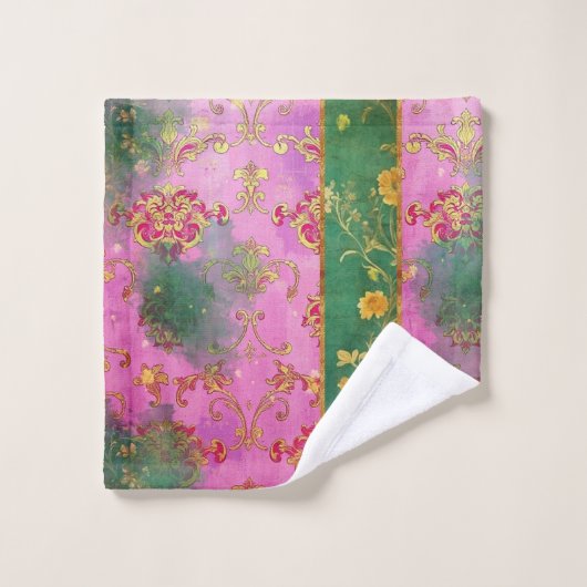 Wild rosa Grunge Damask - Badetuch Set (Waschlappen)