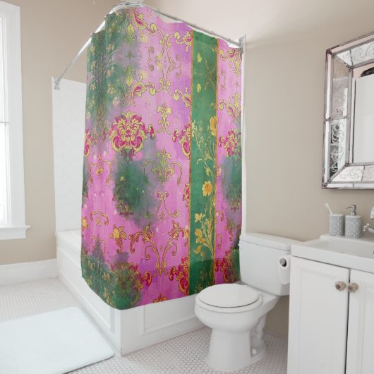 Wild rosa Grunge Damask - Duschvorhang (Beispiel)