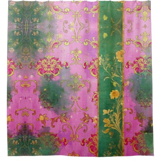 Wild rosa Grunge Damask - Duschvorhang (Vorderseite)