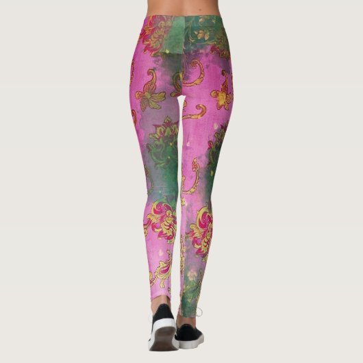 Wild rosa Grunge Damask - Leggings (Rückseite)