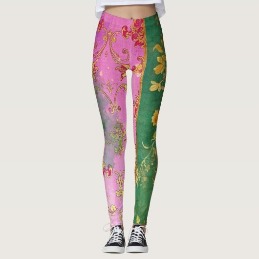 Wild rosa Grunge Damask - Leggings (Vorderseite)