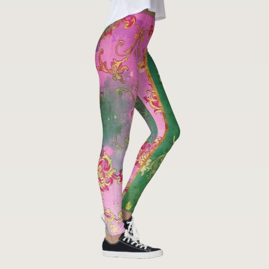 Wild rosa Grunge Damask - Leggings (Rechts)